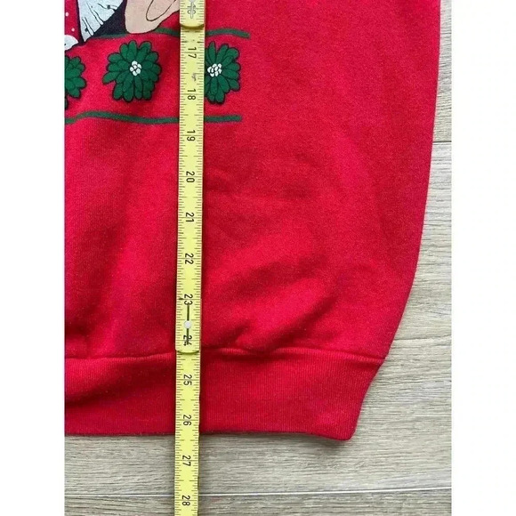 Vintage 90s Fruit of the Loom Christmas Sweater Crewneck Sweatshirt Mistletoed L - Picture 7 of 9